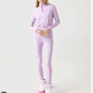 Bogner fire ice x loveshack fancy ski base top leggings hibiscus purple set xxs